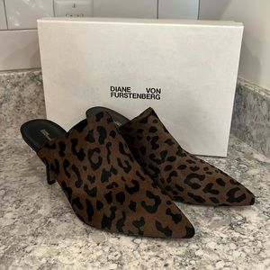 Diane Von Furstenberg leopard mule heels